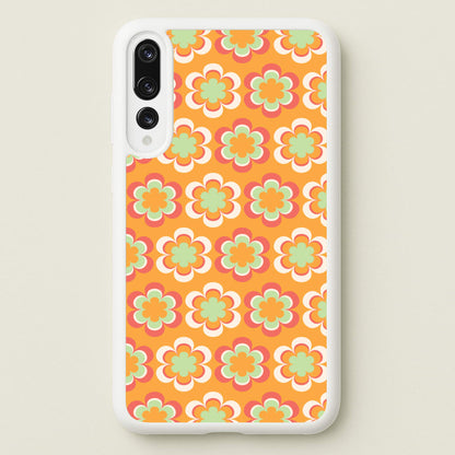 Orange Retro Flowers Pattern  - Abstract Patterns Phone Case for Huawei P20 Pro