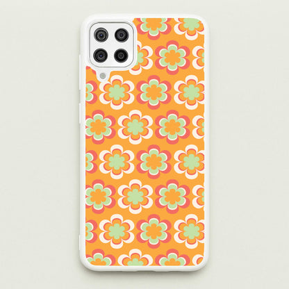 Orange Retro Flowers Pattern  - Abstract Patterns Phone Case for Galaxy A12