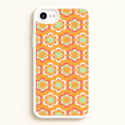 Orange Retro Flowers Pattern  - Abstract Patterns Phone Case for iPhone 6 / 7 / 8 / SE