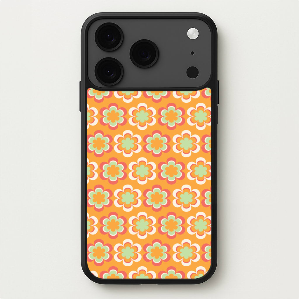 Orange Retro Flowers Pattern Phone Case for iPhone 17 Pro Max