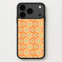 Orange Retro Flowers Pattern Phone Case for iPhone 17 Pro Max