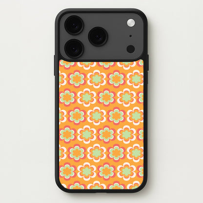 Orange Retro Flowers Pattern Phone Case for iPhone 17 Pro Max