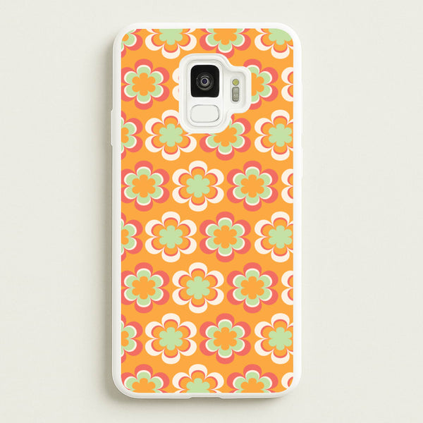 Orange Retro Flowers Pattern  - Abstract Patterns Phone Case for Galaxy S9