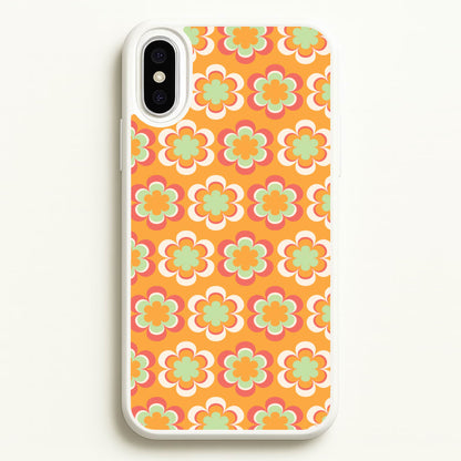 Orange Retro Flowers Pattern  - Abstract Patterns Phone Case for iPhone XS Max