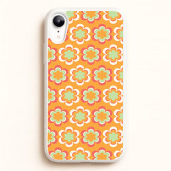 Orange Retro Flowers Pattern  - Abstract Patterns Phone Case for iPhone XR