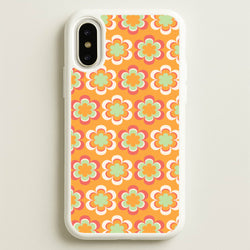 Orange Retro Flowers Pattern  - Abstract Patterns Phone Case for iPhone X / XS