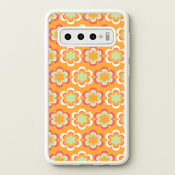 Orange Retro Flowers Pattern  - Abstract Patterns Phone Case for Galaxy S10