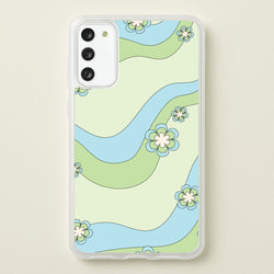 Waves And Flowers Green Retro Pattern  - Abstract Patterns Phone Case for Galaxy S20