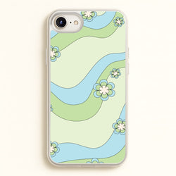 Waves And Flowers Green Retro Pattern  - Abstract Patterns Phone Case for iPhone 6 Plus / 7 Plus / 8 Plus