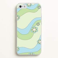Waves And Flowers Green Retro Pattern  - Abstract Patterns Phone Case for iPhone 5 / 5s / SE 2016