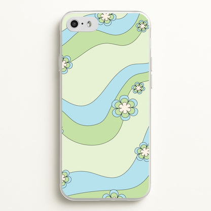 Waves And Flowers Green Retro Pattern  - Abstract Patterns Phone Case for iPhone 5 / 5s / SE 2016