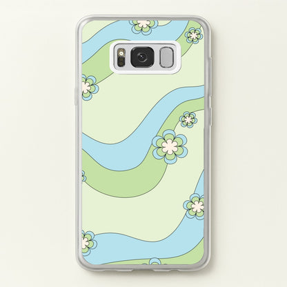 Waves And Flowers Green Retro Pattern  - Abstract Patterns Phone Case for Galaxy S8 Plus