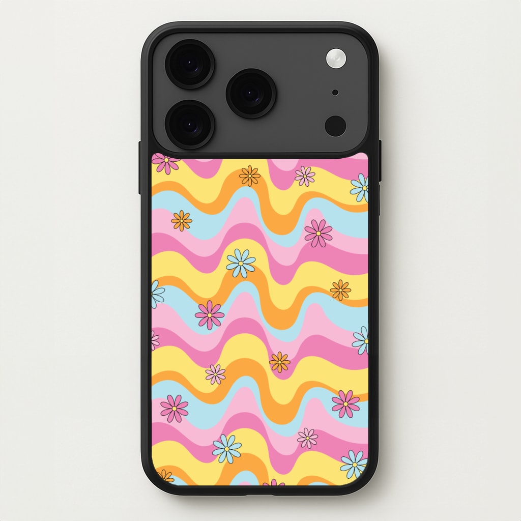 Summer Waves Retro Pattern Phone Case for iPhone 17 Pro Max