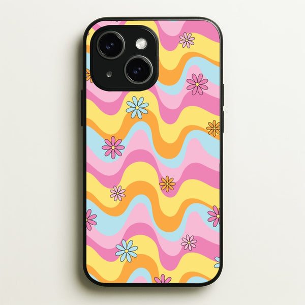 Summer Waves Retro Pattern  - Abstract Patterns Phone Case for iPhone 15