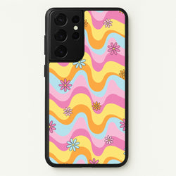 Summer Waves Retro Pattern  - Abstract Patterns Phone Case for Galaxy S21 Ultra