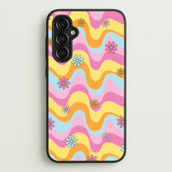 Summer Waves Retro Pattern  - Abstract Patterns Phone Case for Galaxy A14