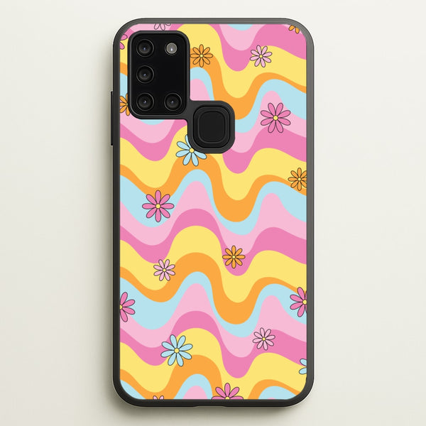 Summer Waves Retro Pattern  - Abstract Patterns Phone Case for Galaxy A21s