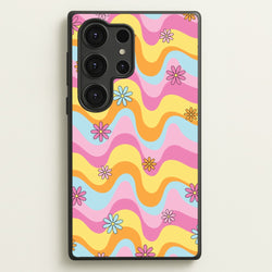 Summer Waves Retro Pattern  - Abstract Patterns Phone Case for Galaxy S25 Ultra