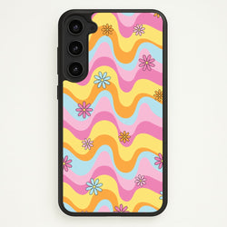 Summer Waves Retro Pattern  - Abstract Patterns Phone Case for Galaxy S23 Plus