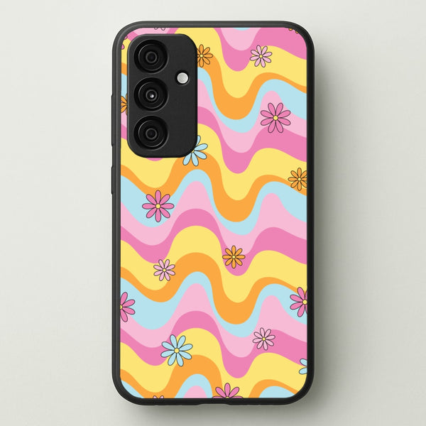 Summer Waves Retro Pattern  - Abstract Patterns Phone Case for Galaxy A55