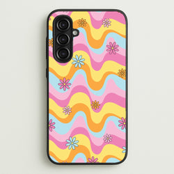 Summer Waves Retro Pattern  - Abstract Patterns Phone Case for Galaxy A16