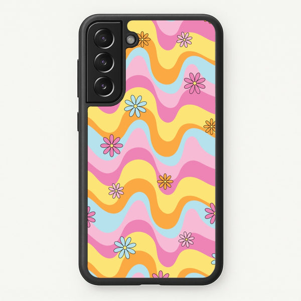 Summer Waves Retro Pattern  - Abstract Patterns Phone Case for Galaxy S22 Plus