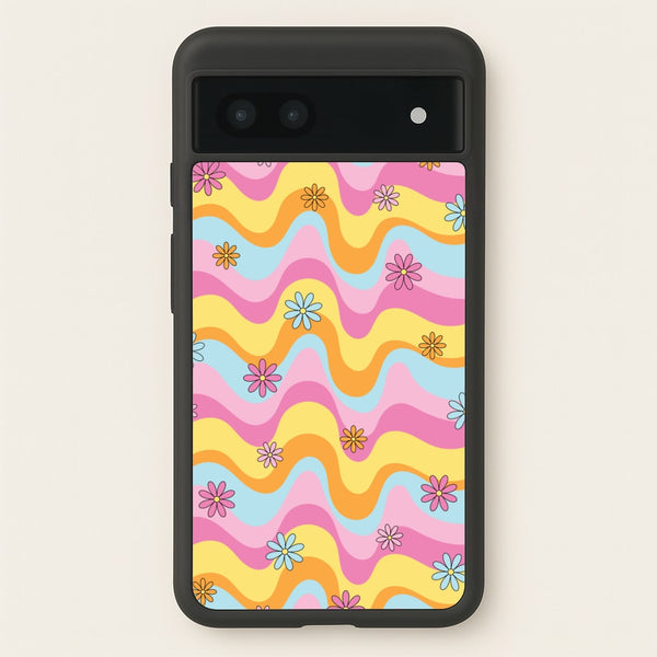 Summer Waves Retro Pattern  - Abstract Patterns Phone Case for Google Pixel 7a