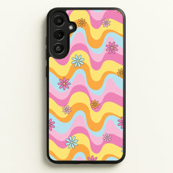 Summer Waves Retro Pattern  - Abstract Patterns Phone Case for Galaxy A34