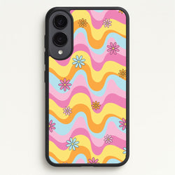 Summer Waves Retro Pattern  - Abstract Patterns Phone Case for Galaxy S25 Edge