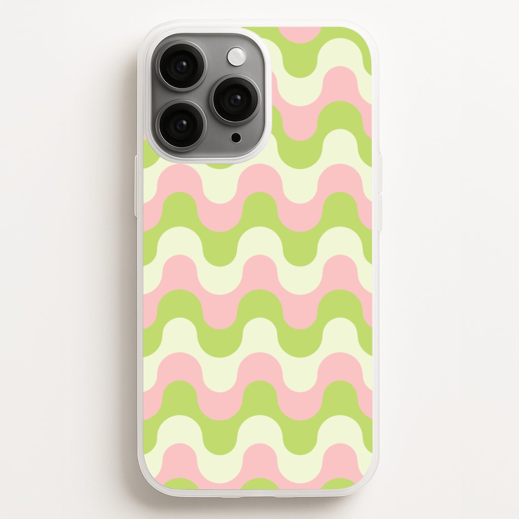 Green And Pink Retro Waves Pattern  - Abstract Patterns Phone Case for iPhone 16 Pro Max