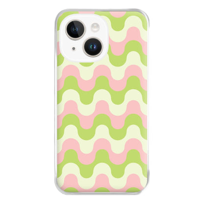Green And Pink Retro Waves Pattern Phone Case for iPhone 14 Plus