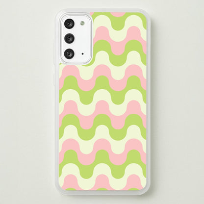 Green And Pink Retro Waves Pattern  - Abstract Patterns Phone Case for Galaxy Note 20