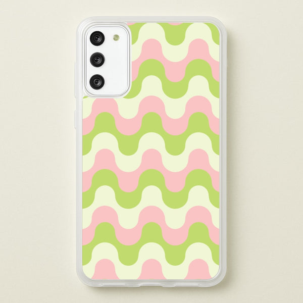 Green And Pink Retro Waves Pattern  - Abstract Patterns Phone Case for Galaxy S20FE