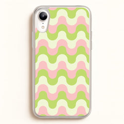 Green And Pink Retro Waves Pattern  - Abstract Patterns Phone Case for iPhone XR