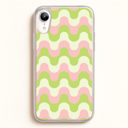 Green And Pink Retro Waves Pattern  - Abstract Patterns Phone Case for iPhone XR