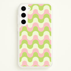 Green And Pink Retro Waves Pattern  - Abstract Patterns Phone Case for Galaxy S23 Plus