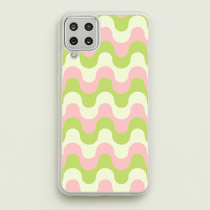 Green And Pink Retro Waves Pattern  - Abstract Patterns Phone Case for Galaxy A12