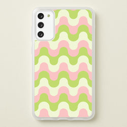 Green And Pink Retro Waves Pattern  - Abstract Patterns Phone Case for Galaxy S20