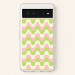 Green And Pink Retro Waves Pattern  - Abstract Patterns Phone Case for Google Pixel 6
