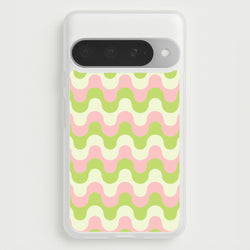 Green And Pink Retro Waves Pattern Phone Case for Google Pixel 10 Pro XL