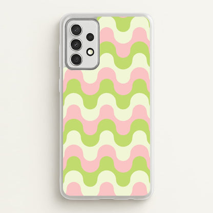 Green And Pink Retro Waves Pattern  - Abstract Patterns Phone Case for Galaxy A52 / A52s