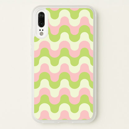 Green And Pink Retro Waves Pattern  - Abstract Patterns Phone Case for Huawei P20