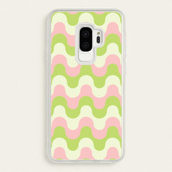 Green And Pink Retro Waves Pattern  - Abstract Patterns Phone Case for Galaxy S9 Plus