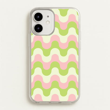 Green And Pink Retro Waves Pattern  - Abstract Patterns Phone Case for iPhone 12 / 12 Pro