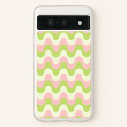 Green And Pink Retro Waves Pattern  - Abstract Patterns Phone Case for Google Pixel 8