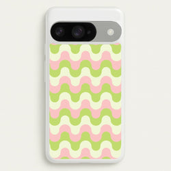 Green And Pink Retro Waves Pattern Phone Case for Google Pixel 10 / 10 Pro