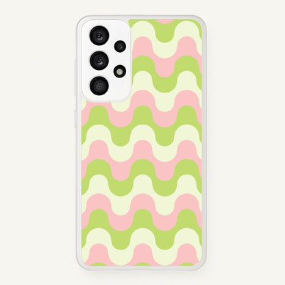Green And Pink Retro Waves Pattern  - Abstract Patterns Phone Case for Galaxy A33