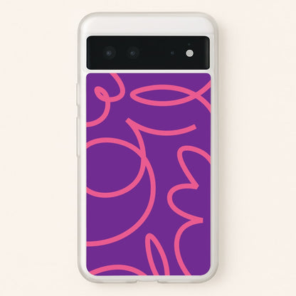 Pink Squiggles Abstract Pattern  - Abstract Patterns Phone Case for Google Pixel 6