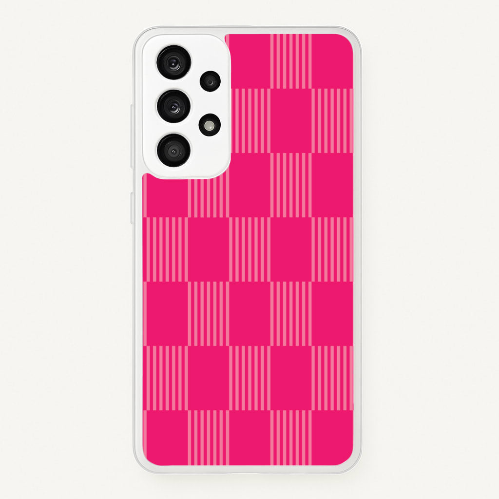 Neon Pink Checkered Abstract Pattern  - Abstract Patterns Phone Case for Galaxy A53