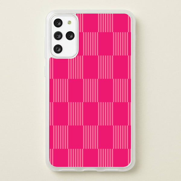 Neon Pink Checkered Abstract Pattern  - Abstract Patterns Phone Case for Galaxy S20 Plus